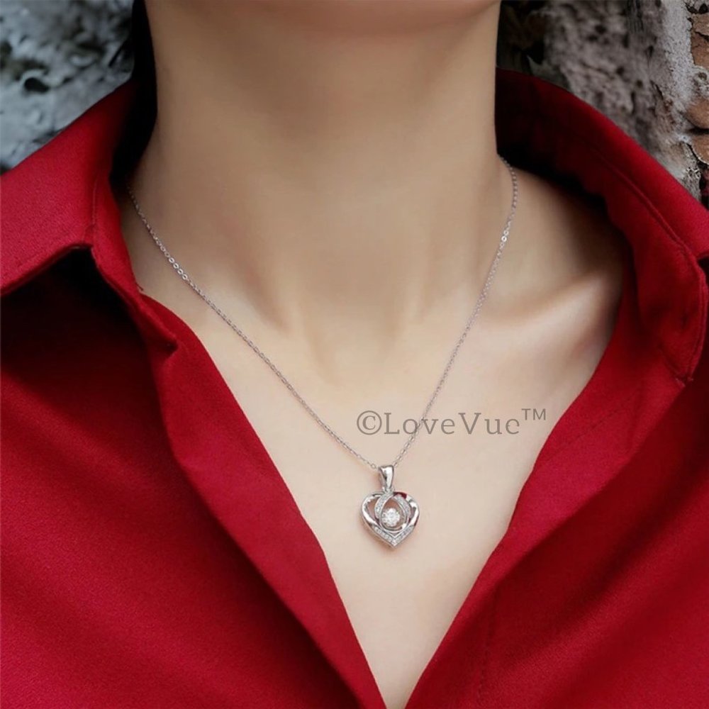 Certified 1/2ct. t.w. Diamond Dancing Heart Love Knot Brilliant Cut Necklace - Picture 6 of 15
